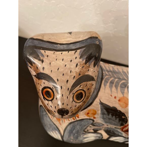 Vintage Tonala Artisan Cat Folk Art Burnished Pottery Ceramic Mexican Large - Picture 2 of 9